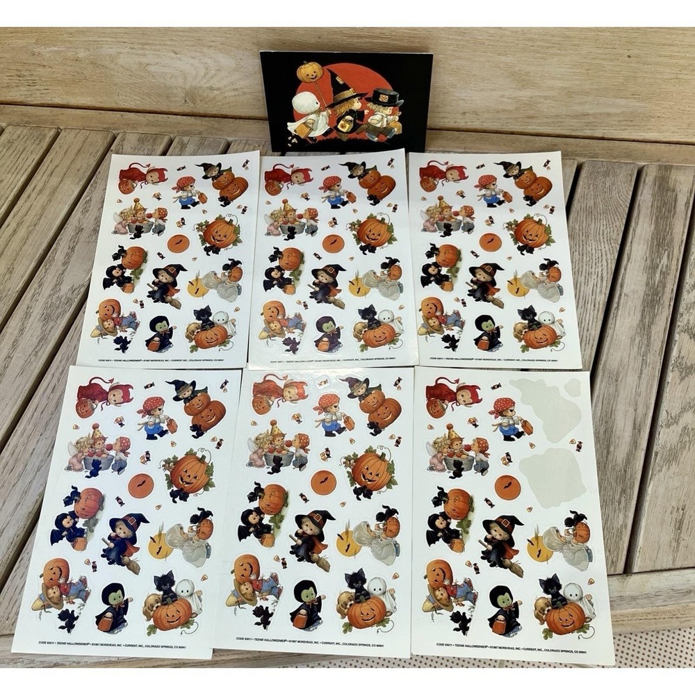 Vintage Stickers Halloween Morehead Teenie Halloweenies  1997 Current Plus Card